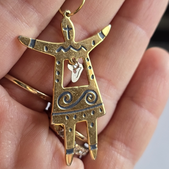 Woman pendant gold tone metal heart charm inside silver - Picture 2 of 7